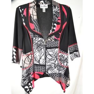 Joseph Ribkoff jacket SZ 6 red white black zipper